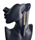 Gold Tone, Cubic Zironia Sequin Tassle Earrings, 925 Ear Posts. ~Tr21