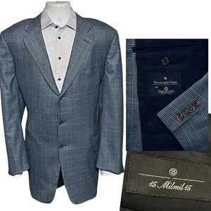 Ermenegildo Zegna 15Milmil15 Super 150's Wool Blazer 48R Plaid Sport Coat Italy - Picture 1 of 9