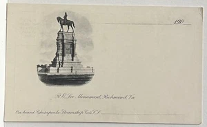 Gen. R.E. Cartolina Lee Monument Richmond VA~Chesapeake Steamship Co. - Guerra civile - Foto 1 di 2