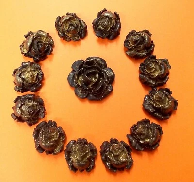 Tortenaufleger Fondant Zuckerblumen Zuckerfiguren Tortendeko 13 Rose Schwarz Gol - Bild 1 von 4