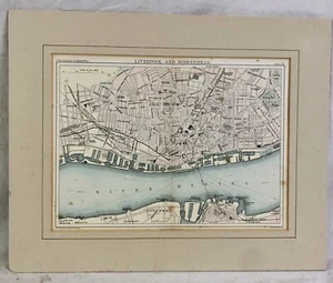 LIVERPOOL & BIRKENHEAD, MERSEYSIDE Map 1899 Antique John Barholomew, A & C Black - Picture 1 of 8