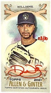 2021 Topps Allen & Ginter - Devin Williams Mini Auto Red Ink /10 Yankees Brewers - Picture 1 of 2