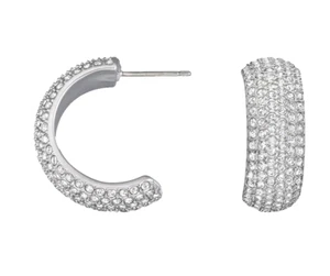 Swarovski Palace breite durchbohrte Mini Creolen Kristall Pave rhodiniert NEU - Bild 1 von 6