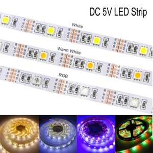 DC5V Interface LED Adhesive Tape SMD 5050 Strip Light Lamp 50CM 1M 2M 3M 4M 5M - Picture 1 of 5