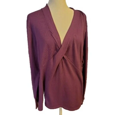 Suéter Nine And Co. Púrpura W XL Envoltura Simulada Manga Larga Claro Profundo Cuello en V Ligero  Foto 1 de 4