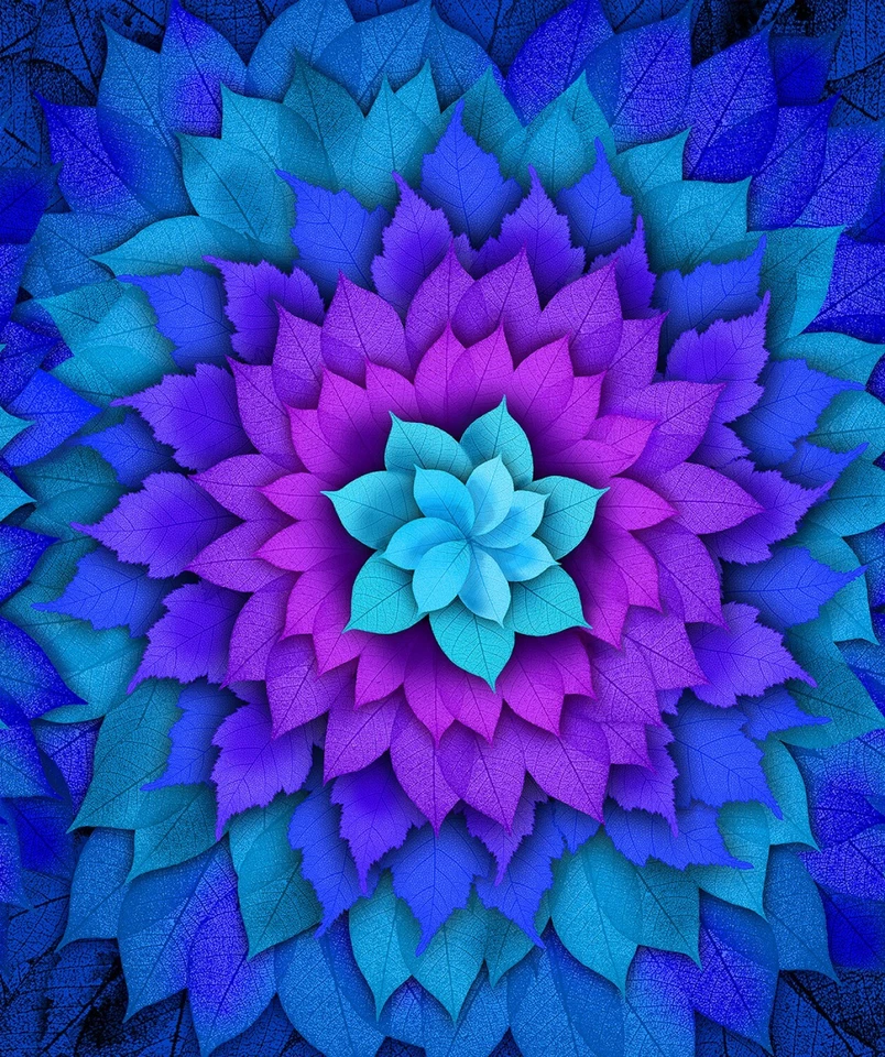 Navy Wild Nature Soft Fanciful Fronds Panel 36x44" Timeless Treasures Fabric - Image 1 of 1