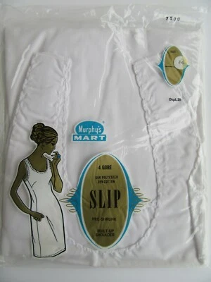 Nuevo de Lote Antiguo Damas Slip 36 Blanco Camiseta sin Mangas Murphy Mart Vestido Sin Mangas EE. UU. Mezcla de Algodón Foto 1 de 4
