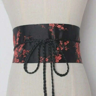 Women Belt Satin Wide Kimono Obi Yukata Waistband Japanese Chinese Floral - Image 1 of 4