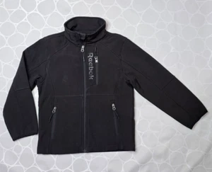 Boys Reebok Softshell Black Jacket Size 7 Fleece Lined Mock Neck Zipper Pockets - Picture 1 of 7