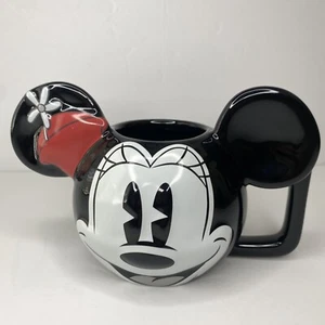 Disney Parks Exclusive Minnie Mouse Ears Coffee Mug Cup 3D Raised Embossed Black - Picture 1 of 4