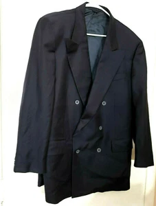 Luciano Barbera  Men double breast Blazer Jacket 46R/EU 56 Dark Blue 100%wool  - Picture 1 of 10