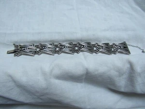 Vintage Pedro Castillo mexikanisches Sterling Gliederarmband schwer modernistischer Stil - Bild 1 von 12