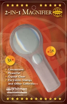 Lupa Whitman 2 en 1 3X 6X para monedas, estampillas, billetes inspección clara NUEVO Foto 1 de 3