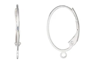 Ohrdrähte, 10 versilberte Messing 19,5 mm Flachdraht oval Leverback mit offener Schlaufe - Bild 1 von 3