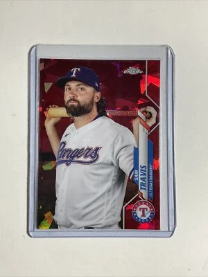 2020 Topps Chrome Sapphire Red Refractor Sam Travis # /5 Rangers #U-164 SSP - Image 1 of 4