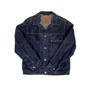 Vintage 00s Y2k Levi Strauss & Co Dark Indigo Denim Trucker Jacket S - Bild 1 von 3