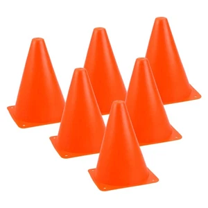 Set of 6 18cm Sports Cones in Orange for Kids Training and Obstacle Courses - Picture 1 of 12