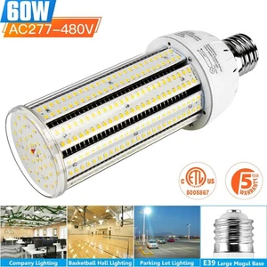480V 60W LED Corn Light Bulb Warehouse Garage High Bay Lamp Replace 175W HID/HPS - Picture 1 of 11