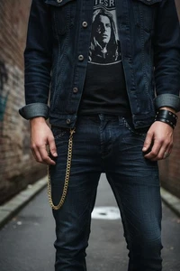 Herren Gold Grob Metall Lange Dicke Glieder Geldbörse Starke Kette Schlüsselanhänger Robust  - Bild 1 von 24