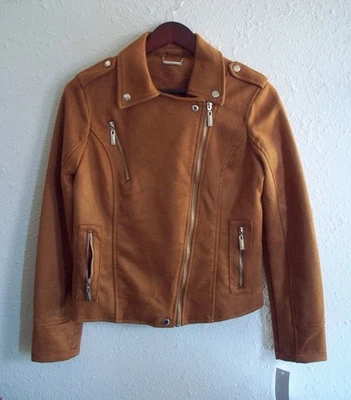 Chaqueta Moto JouJou Cuello Brendy Camel Gamuza Look-Mangas Largas Cremalleras Talla M Foto 1 de 4