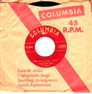 The Four Lads:    Too Much! Baby, Baby! / The Average Giraffe .. 45 RPM 9794 Foto 1 de 3