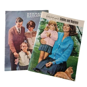 Vintage Bernat Cable and Raglans 130 and Book 97 Knitting Books Sweaters Coats - Picture 1 of 15