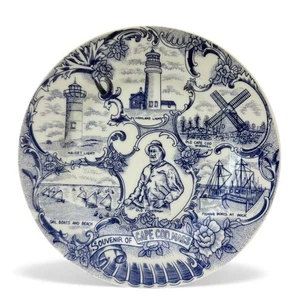 "Plato de recuerdo estilo transferware azul vintage Cape Cod Massachusetts 7""" - Imagen 1 de 8