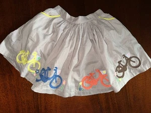 3/4 Mini Boden Tan Lined Skirt w/ Embroidered Bicycles - Picture 1 of 2
