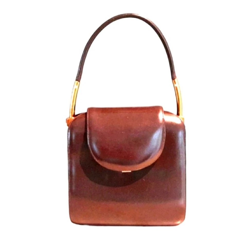 1960s VNTG VERY RARE Judith Lieber Couture Satchel Brown Mini Peekaboo Handbag  - Image 1 of 4