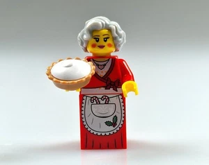 LEGO Minifigur Frau vom Weihnachtsmann Mrs. Claus mit Kuchen – NEU - Bild 1 von 2