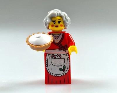 LEGO Minifigur Frau vom Weihnachtsmann Mrs. Claus mit Kuchen – NEU - Bild 1 von 2