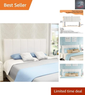 Cabecero King de imitación de cuero blanco con ajuste de altura para máxima comodidad Foto 1 de 4