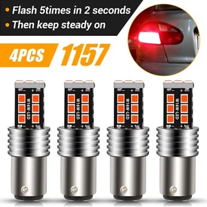 4X 1157 LED Brake Light Safety Stop Tail Parking Bulb Bright Red - Picture 1 of 9
