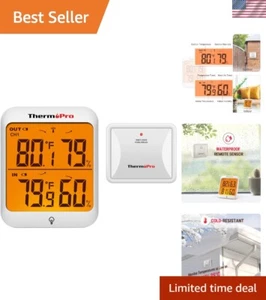 Indoor Outdoor Thermometer Wireless Hygrometer, 500FT Inside Outside Thermome... - Picture 1 of 9