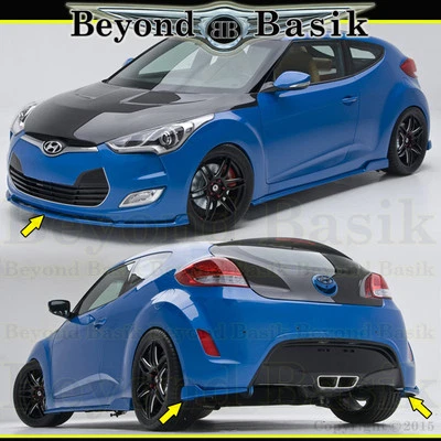 For 2012-2017 Hyundai Veloster 3PC Sequence Style Front Lip+Rear Chins Body Kit Foto 1 de 4