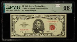 Fr 1536* $5 1963 Legal Tender Note US PMG 66 EPQ Star Note - SKU-CA1172 - Picture 1 of 2