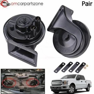 2 Pcs Black 12V Loud Car Truck 110DB Dual Tone Snail Electric Horn SUV Universal - Picture 1 of 12