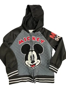 Mickey Mouse Disney Full Zip Quilted Front Sweatshirt Youth Size 5 Hooded - Picture 1 of 4