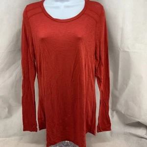 Lamade Womens Tunic Top Orange Heathered Long Sleeve Scoop Neck Pullover M New - Picture 1 of 7