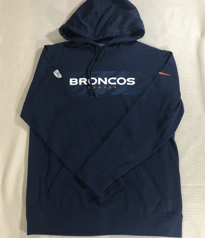 Nike Denver Broncos Men's Sweater Size Medium Navy Hoodie NFL Cover