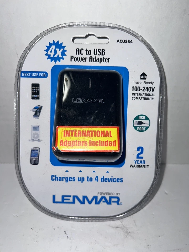Lenmar Internationally Capable 4 Adapters Charges 4 Devices AC to USB NIB - Image 1 of 4