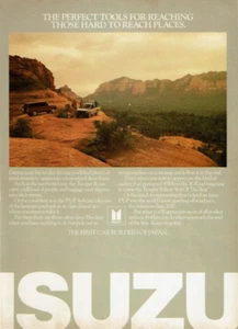 1985 Vintage Print Ad Isuzu Trooper II P'UP 4x4 Desert Mountain Perfect Tools - Picture 1 of 2