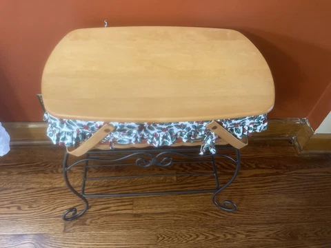 Longaberger HOSTESS Treasures Basket With Hope Chest Table Wrought Iron Stand Cover