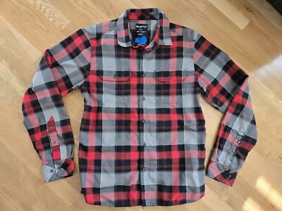 KAVU 格子长袖纽扣红色黑色灰色 M 码 — 第 1/4 张图片