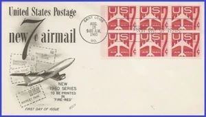 USA5 #C60a U/A FLEETWOOD FDC BKLT6  Red Jet - Picture 1 of 1