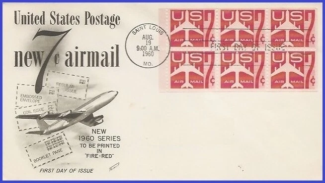 USA5 #C60a U/A FLEETWOOD FDC BKLT6  Red Jet - Image 1 of 1
