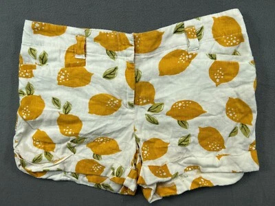 Pantalones Cortos Ann Taylor LOFT Mujer Talla 2 Lino Limón Amarillo Limón Chino Puños Medio Foto 1 de 4