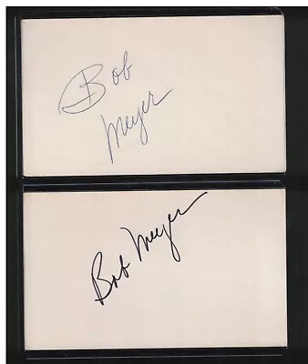 (2) BOB MEYER INDEX CARD SIGNED 1969 SEATTLE PILOTS YANKEES PSA/DNA CERTIFIED  - Image 1 of 2