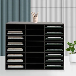 PVC Literature Organizer Desktop File Sorter Wear-resistant Display Stand Black - Picture 1 of 21