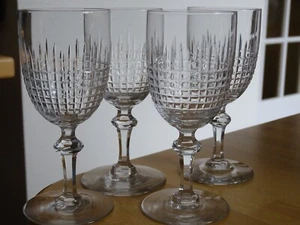 4 ANCIENS VERRES A VIN EN CRISTAL TAILLER DECOR STYLE NANCY ht 14 cm - Picture 1 of 13